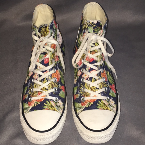 RARE Converse Pineapple & Floral High Tops - Picture 2 of 8